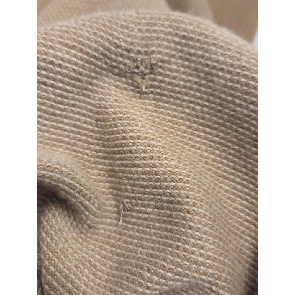 Vince Mens Medium Birdseye Raglan Crew Sweater Wool Cashmere Tan Beige Flaw - Picture 8 of 10